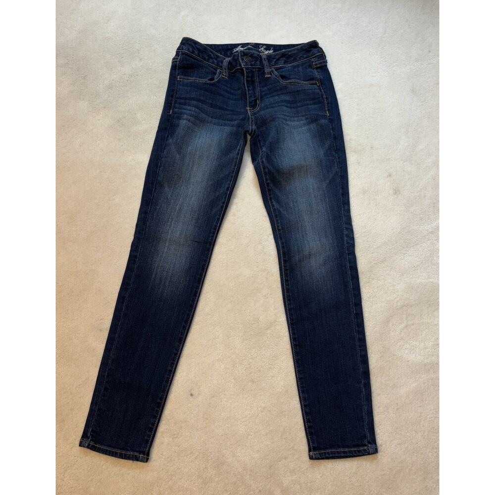 American Eagle Jeans Womens 6 Short Blue Jegging Stretch Denim Cotton Faded